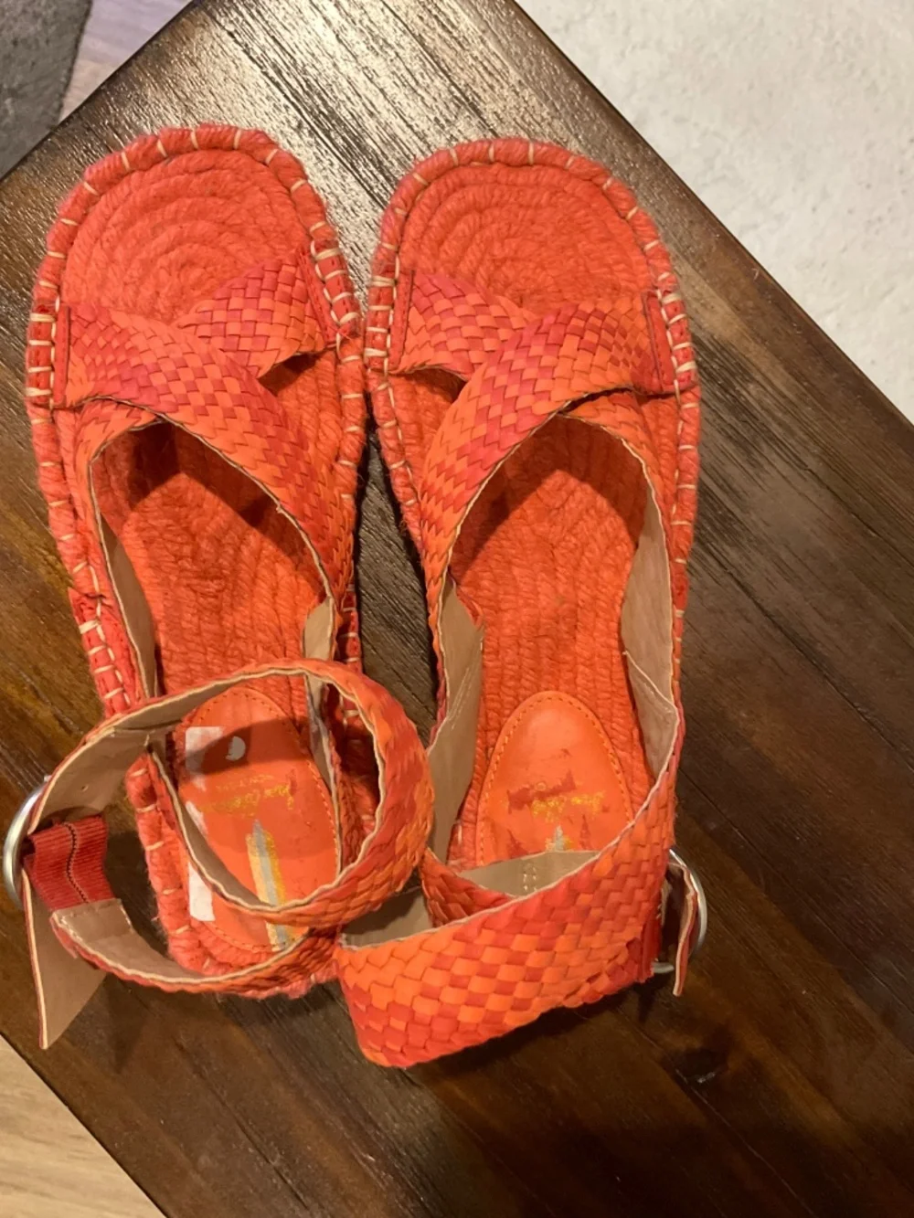 Sam Edelman Dakota Espadrille Platform Sandal Brick Red Leather Size 7